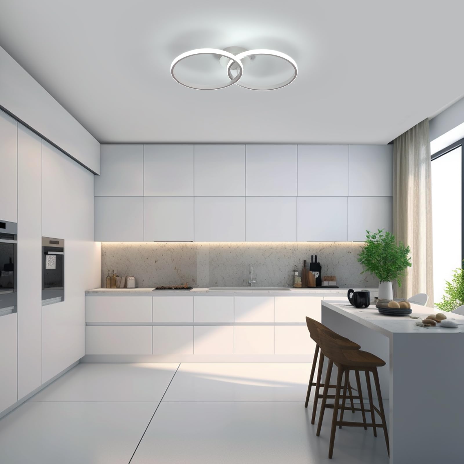 Plafoniera LED Moderna 38W Con Telecomando Bianc | 3000K–6500K Dimmerabile Lampadario Per Camera da Letto, Soggiorno, Sala da Pranzo. Design Moderno Bianco