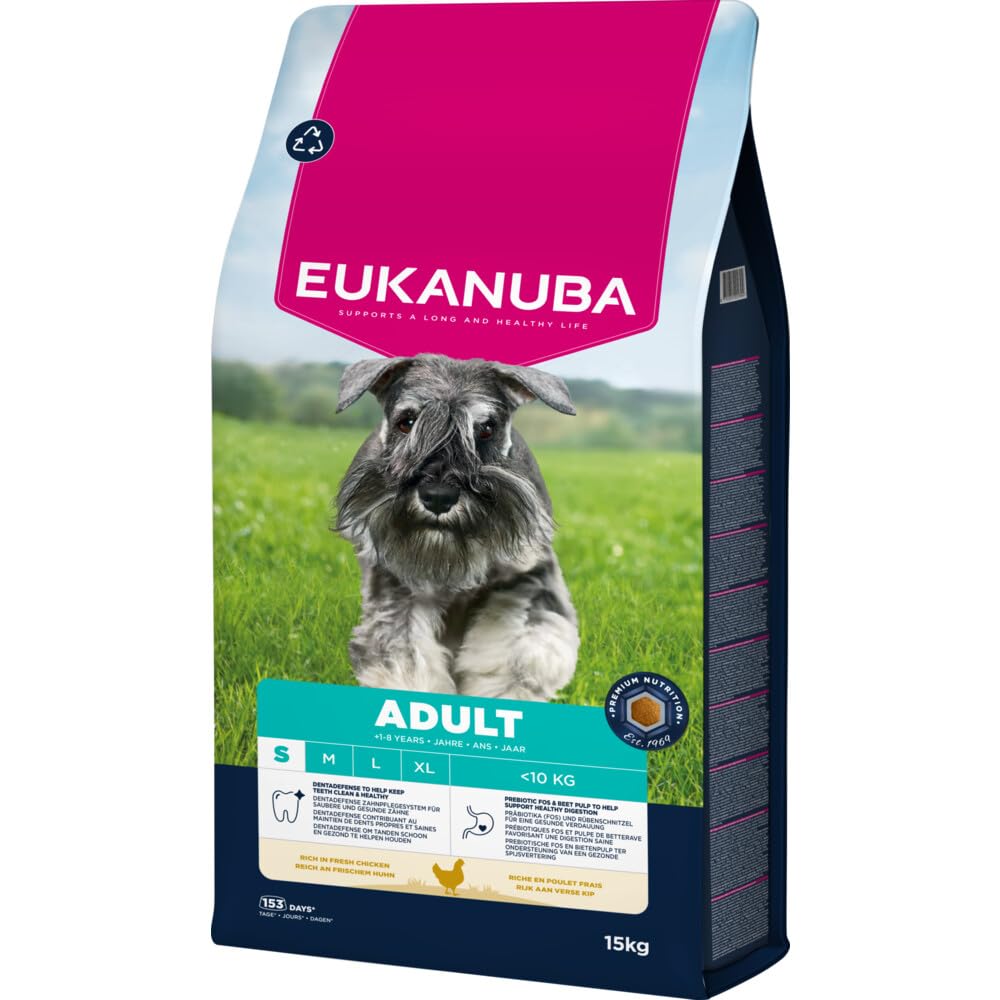 Eukanuba Sucha karma dla psów ze świeżym kurczakiem dla małych ras, sucha karma premium dla dorosłych psów, 15 kg