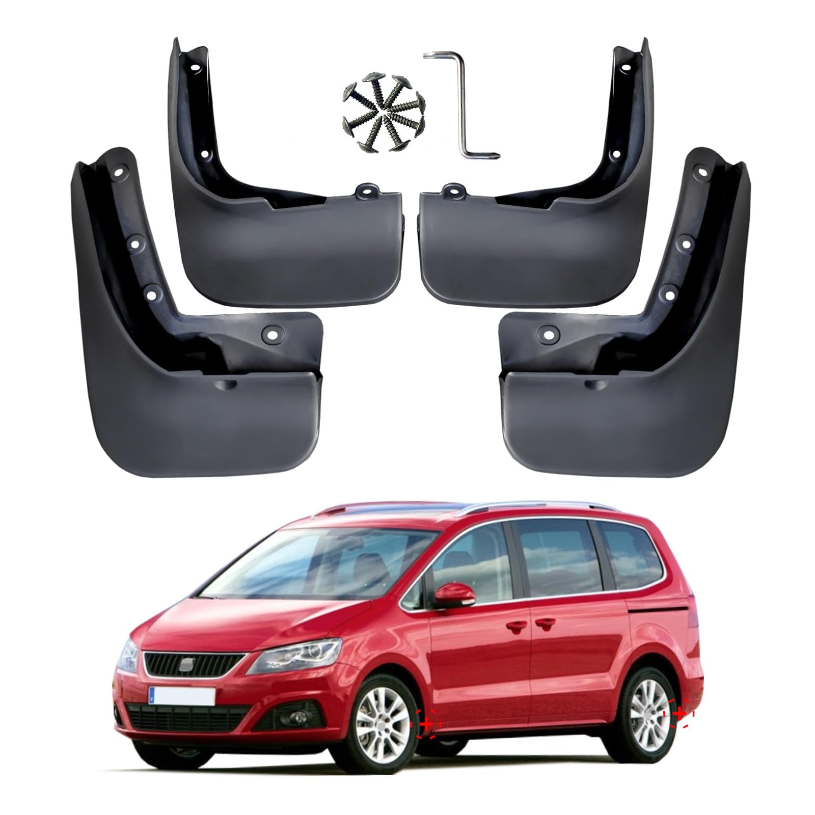 Auto Schmutzfänger Passend für Seat Alhambra Spritzschutzklappe Seat Alhambra Kotflügel vorne hinten 4 Stück 2010-2024