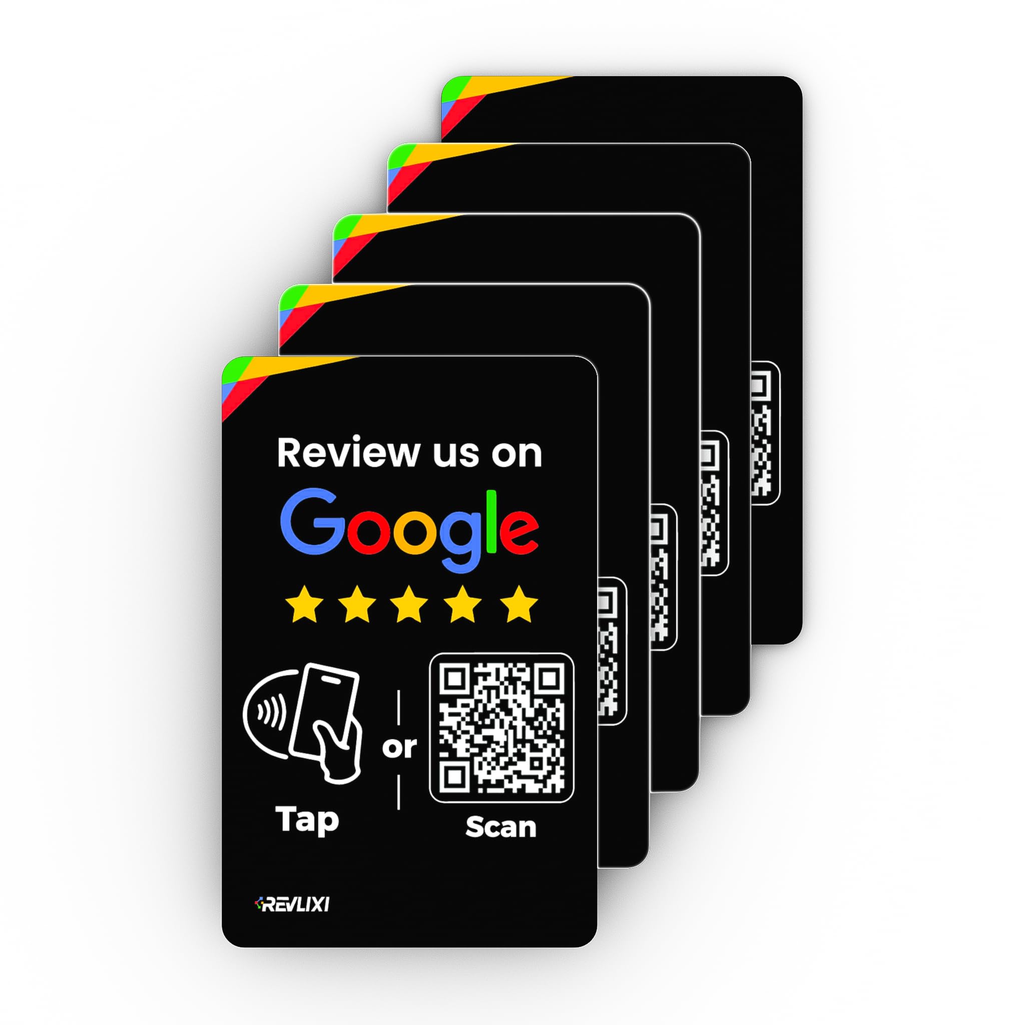 Google Review Tap Card (5-Pack) - Boost Reviews w/Reusable Google Review Card & QR Code - No App or Subscription - Compatible with iPhone & Android -Boost Google Reviews with our Google Card