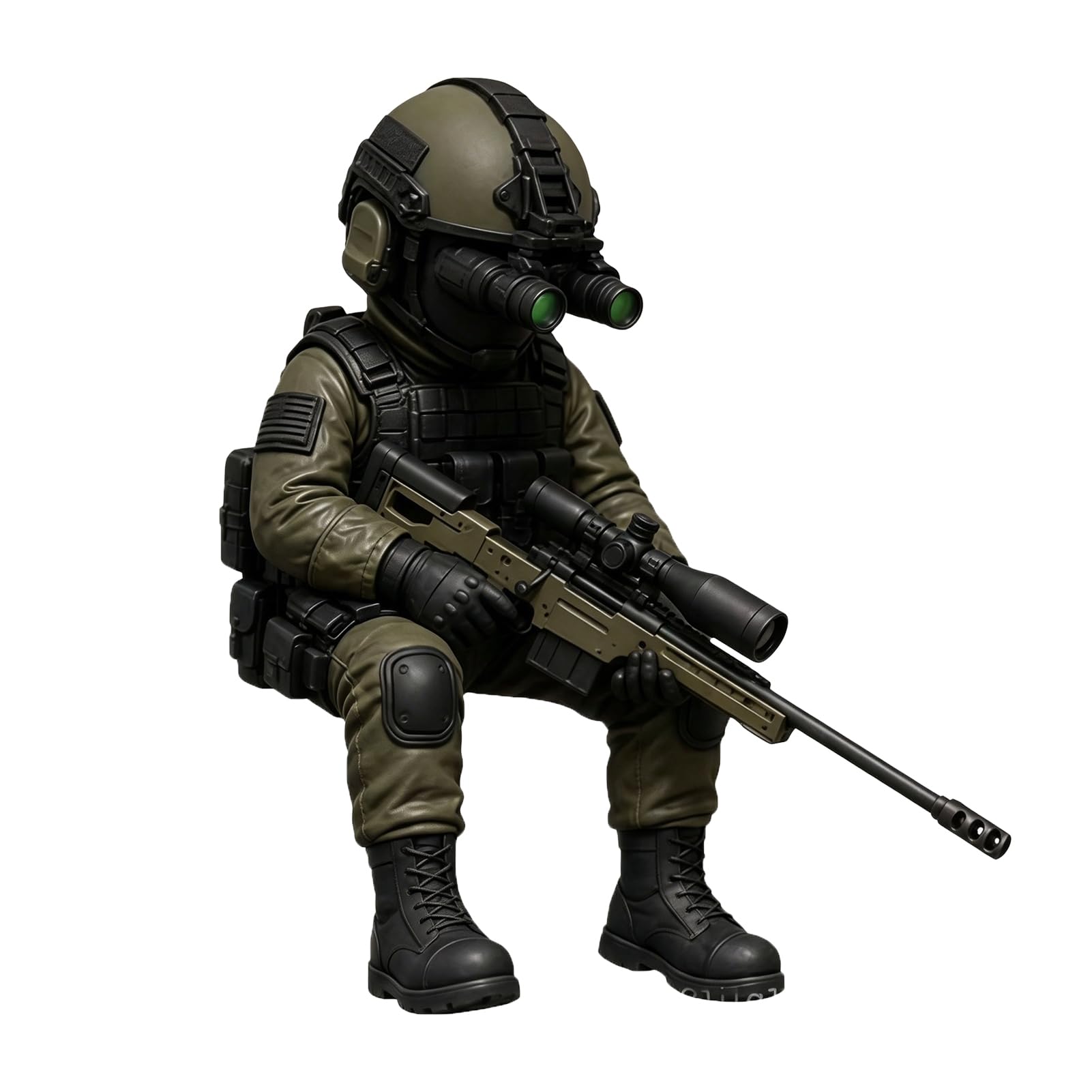 pidodou Realistic Sitting Mini Resin Special Forces Soldier Figurine, Armed Military Collectible Sculpture Statue Decor B Onesize