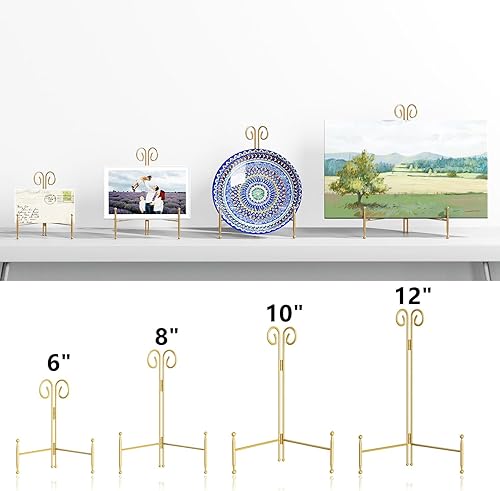 Miniatura 9 de SVENJBB Soporte de exhibición para platos, soportes decorativos de 6 pulgadas para exhibición, caballete de hierro negro para fotos, libros, marco