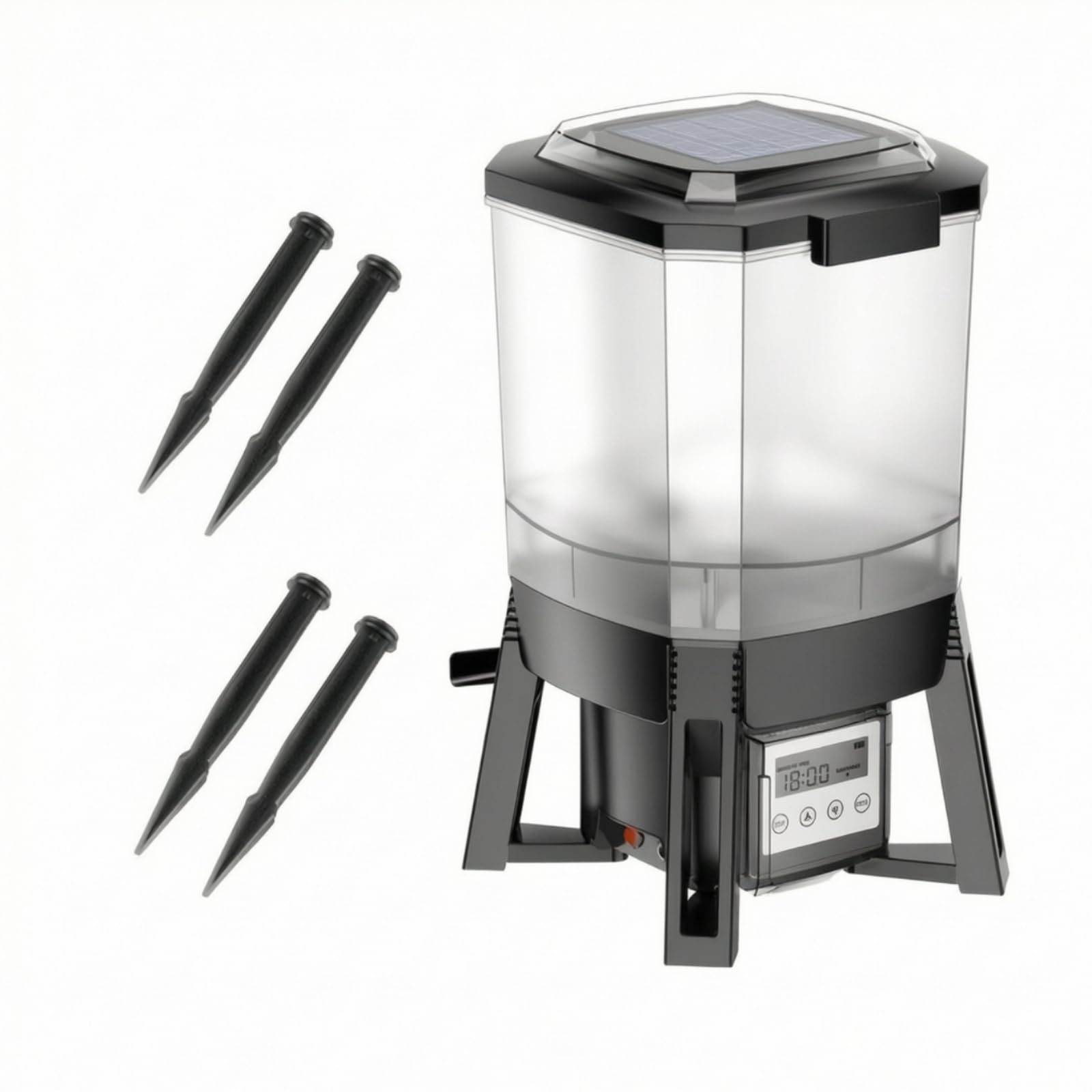 Alimentador Solar Peces Portátil Alimentador Automático Peces sin Grumos Comero para Jardín