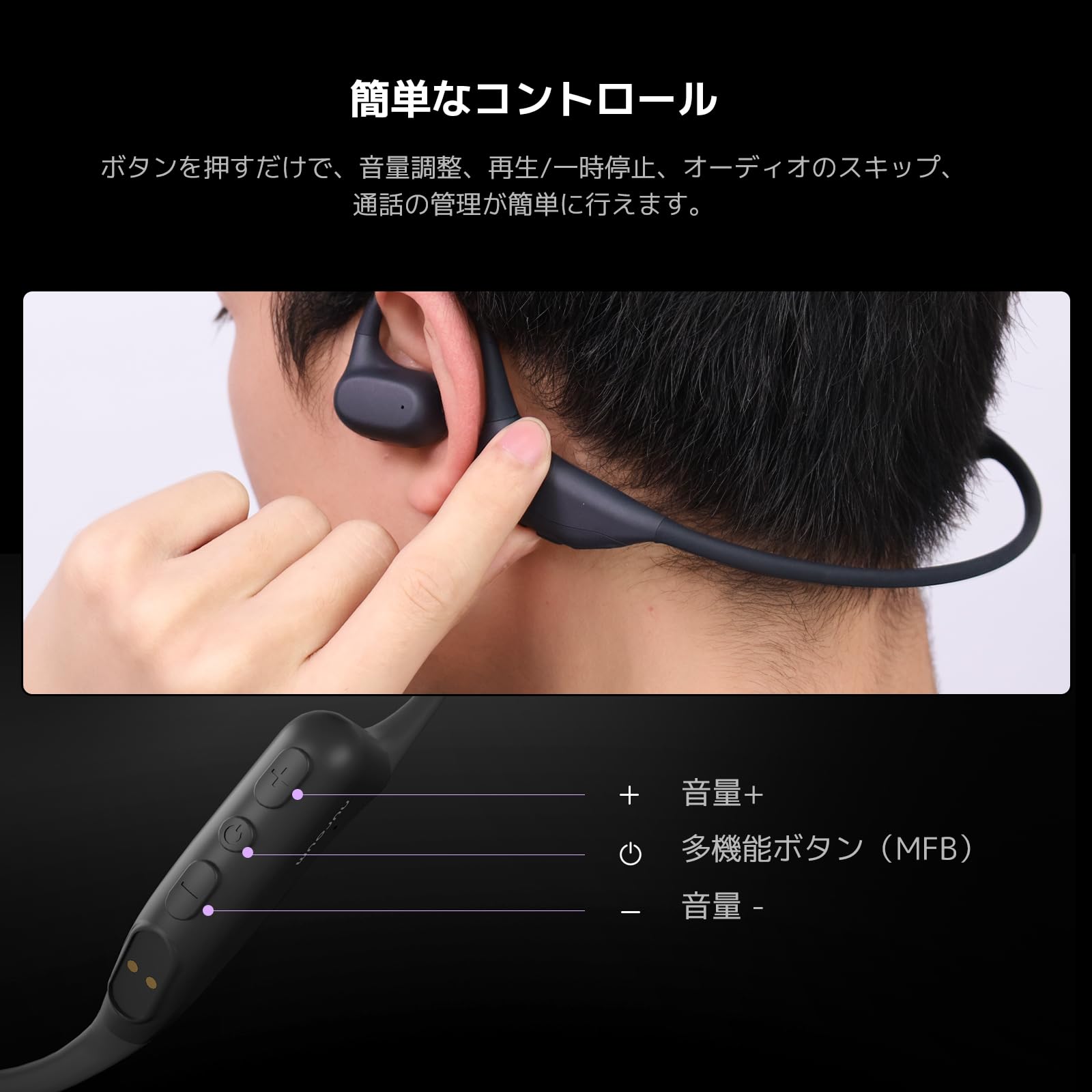 nuroum AW-OW20B 骨伝導 イヤホン ワイヤレス Bluetooth Amazon.co.jp