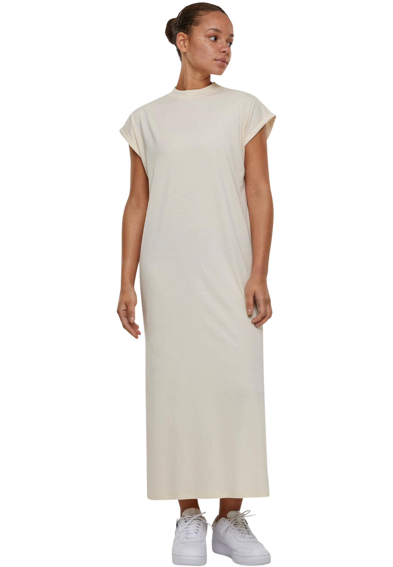 Urban Classics Women's Tb6027-ladies Long Extended Shoulder Dress, Whitesand, M