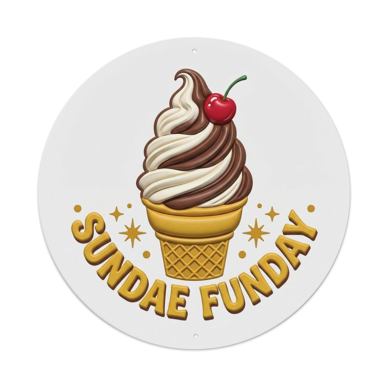 Sundae Funday Retro Advertising 2 Metal Tin Sign