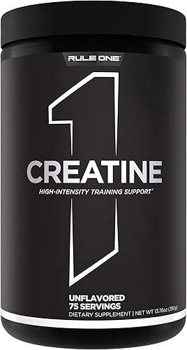 Rule 1 Creatina en polvo  Monohidrato de creatina micronizada pura para ejercicio de alta intensidad y apoyo de masa corporal magra, saborizado y