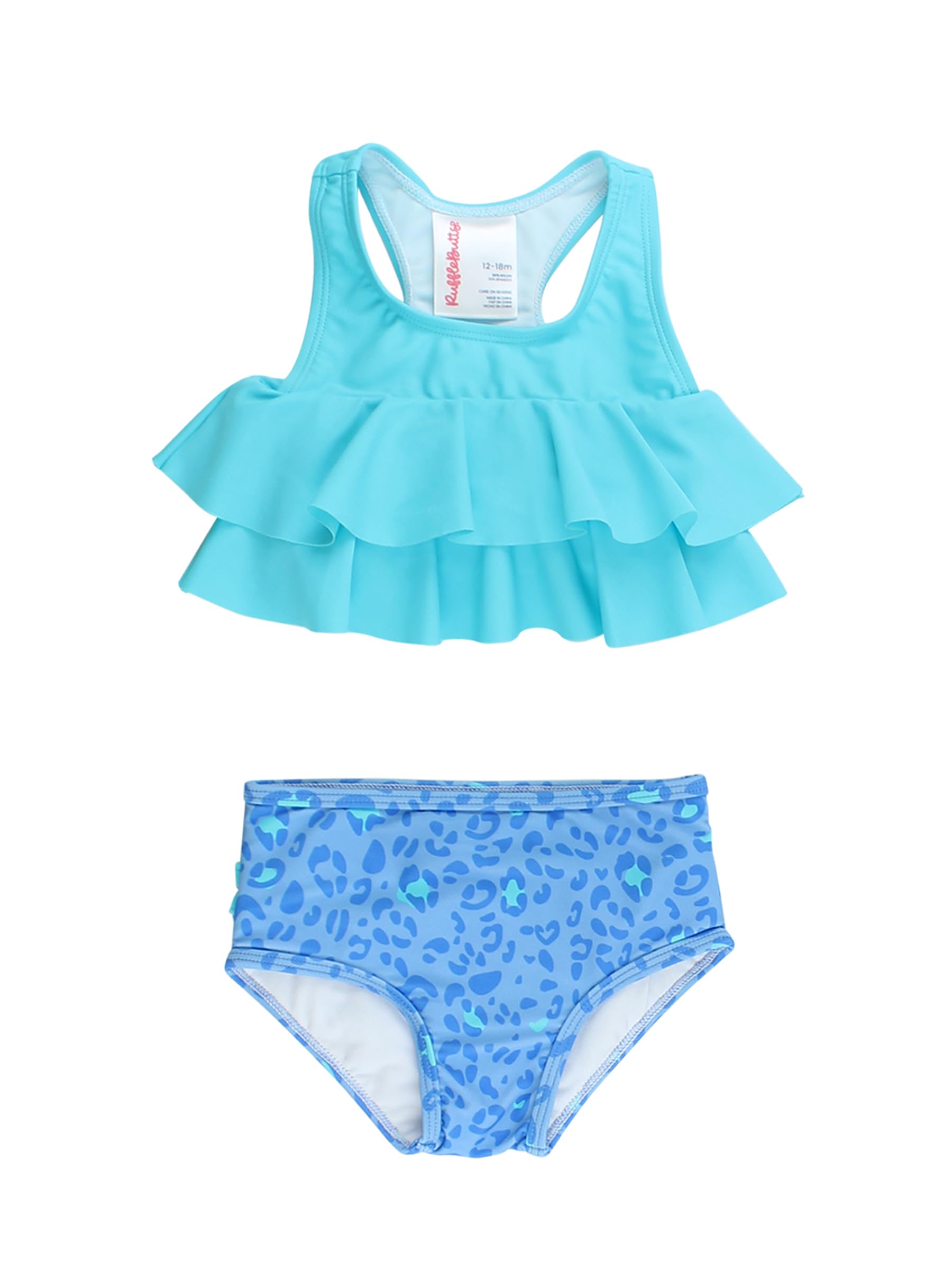 RuffleButts Girls UPF50+ Sun Protection Flounce Bikini Two Piece Swimsuit