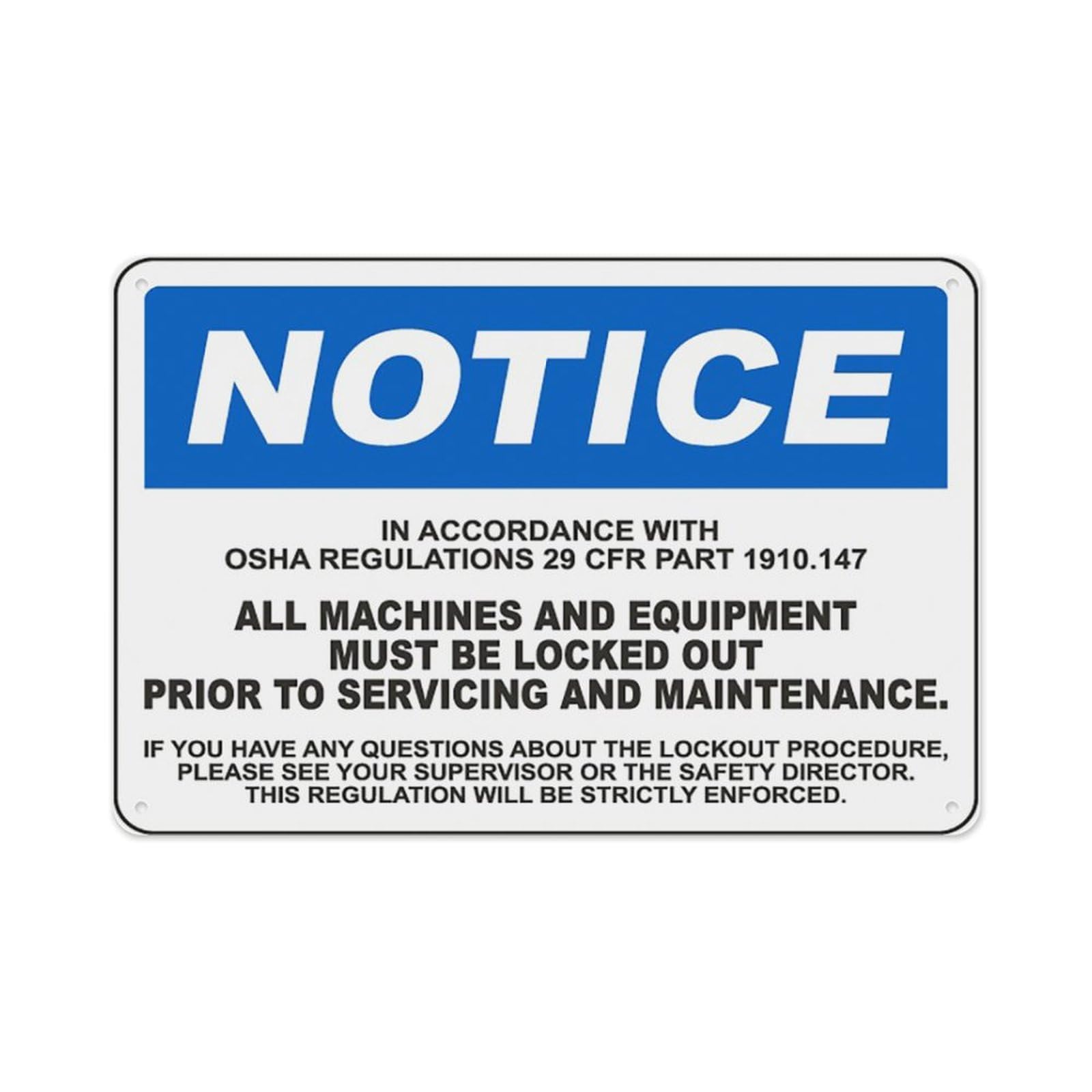 peiyeety Notice All Machines And Equipment Must Be LockedSign Aluminum Tin Warning Signs For Home Outdoor Garden 8X12 Inches