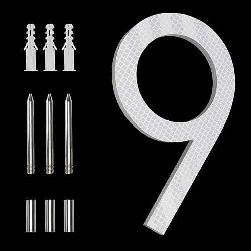 Números de casa modernos reflectantes de 8 pulgadas para exteriores, grandes números de casa negra para casas, números de casa flotantes de metal de