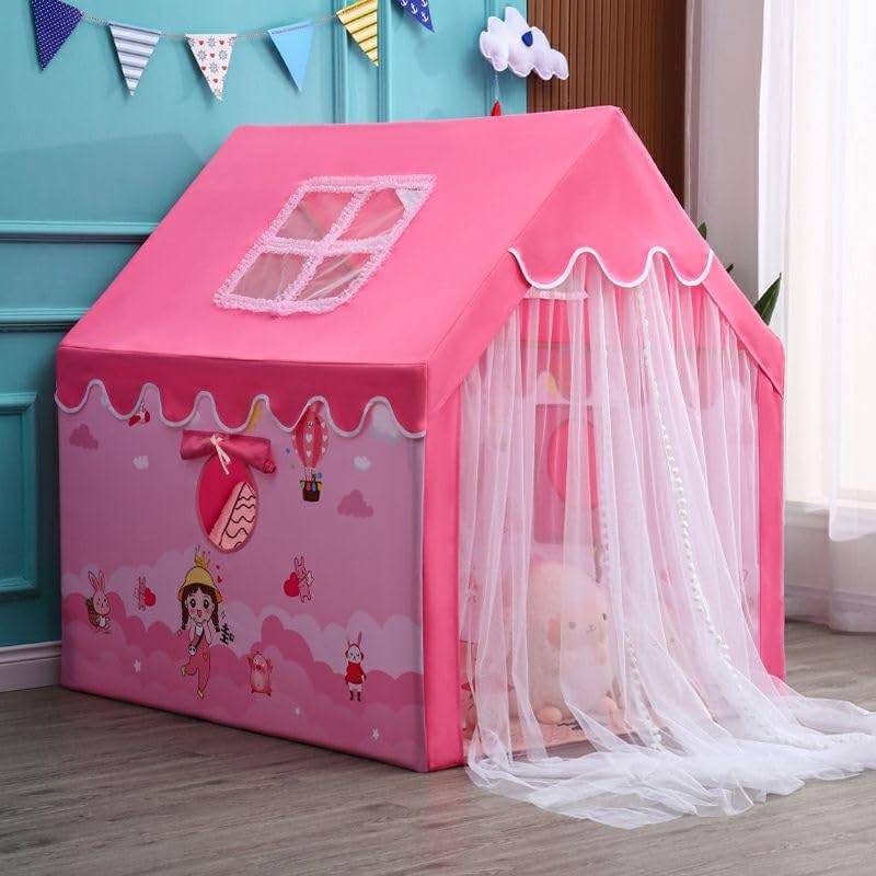 Image of Jumbo Size Light Weight Kids Play Tent House for 3-13 Year Old Kids Girls and Boys (Pink Princess)
