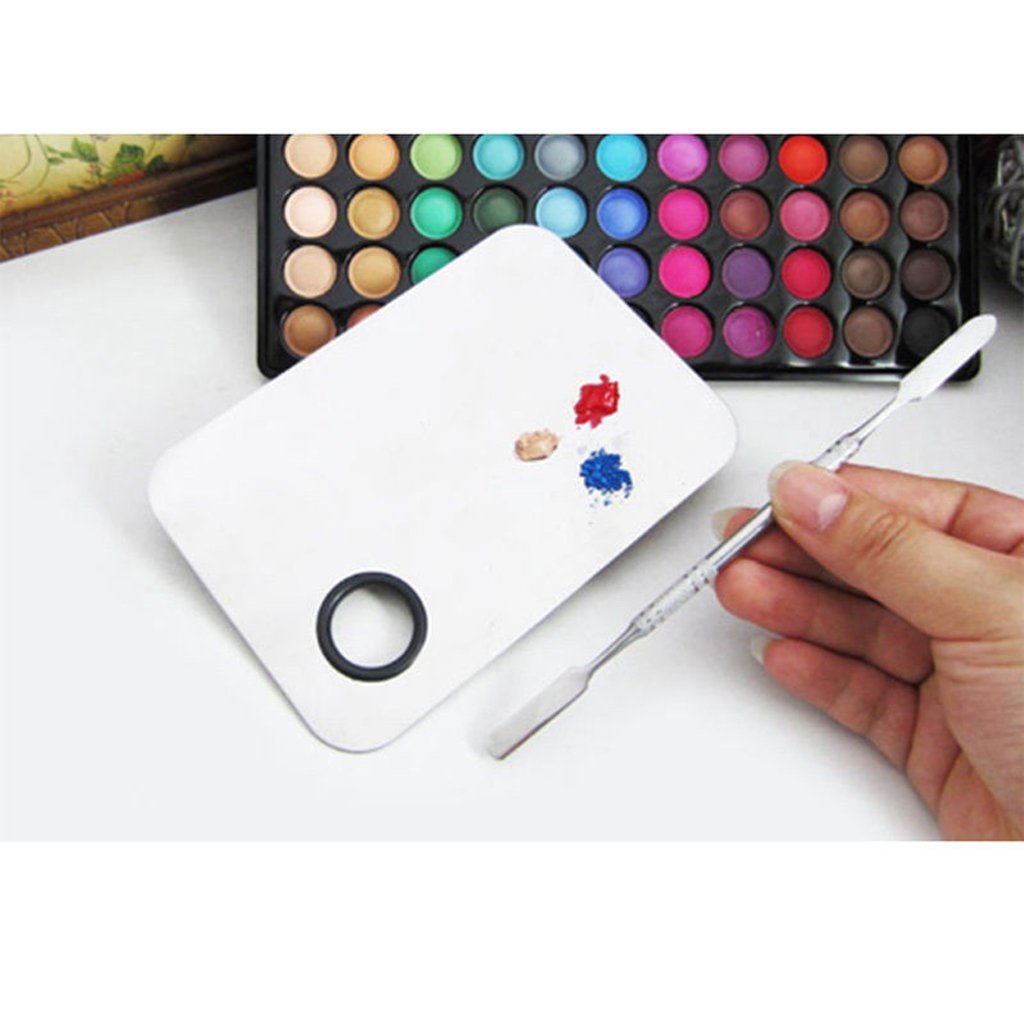 Angelie Stainless Steel Makeup Mixing Blending Palette With Spatula 1