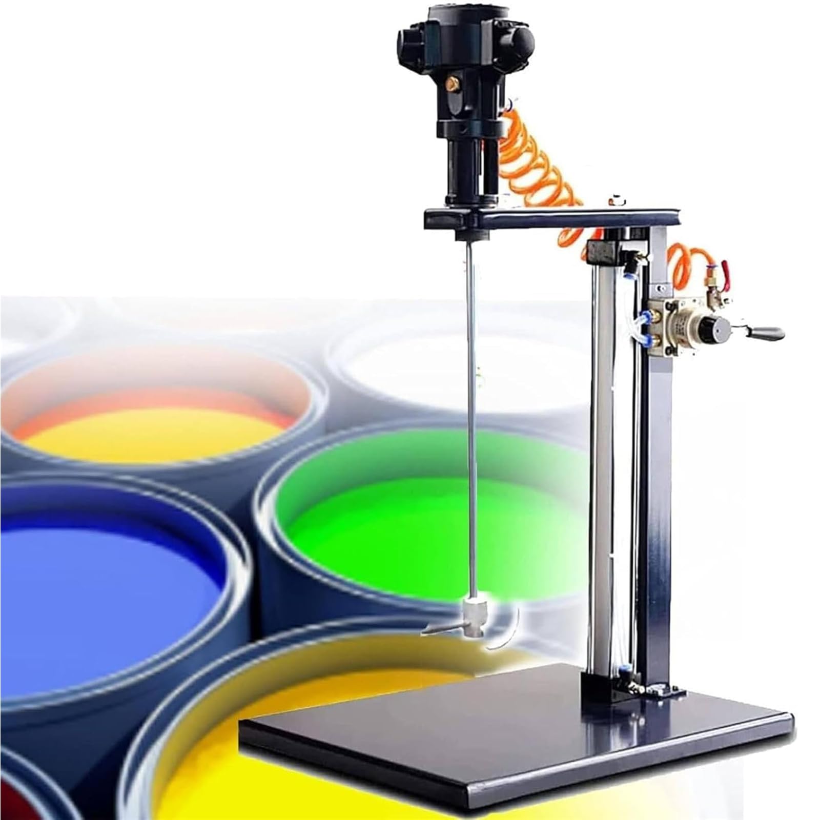 Mezclador de pintura neumático con soporte para una mezcla eficiente de tinta y revestimiento