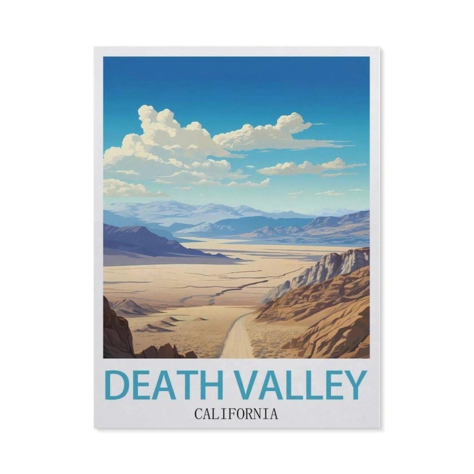 Beayodkp （40 X 50 Cm/15.74 X 19.68 Inches） 5D Diy Diamond Painting Kit，Death Valley California Vintage Travel Posters，Round Resin Diamond Cross Stitch, Home Decoration Gift-Cf93
