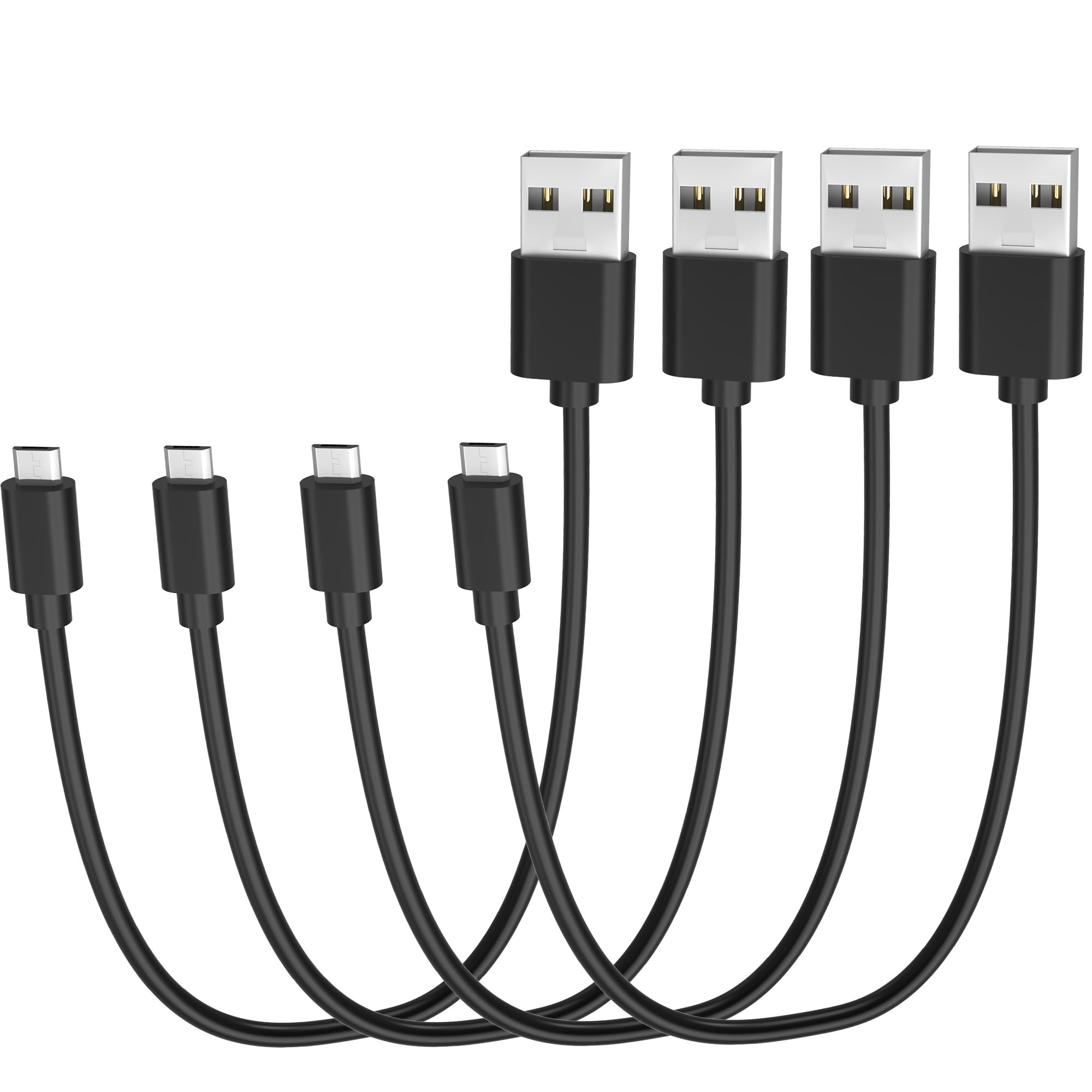Short Micro USB Cable, 4-Pack 1ft Short Micro USB to USB 2.0 Charging Cables - Fast Android Charger Compatible for Samsung Galaxy S7 Edge Tab J7 Note 5, LG, Kindle, Sony, HTC One, Etc.