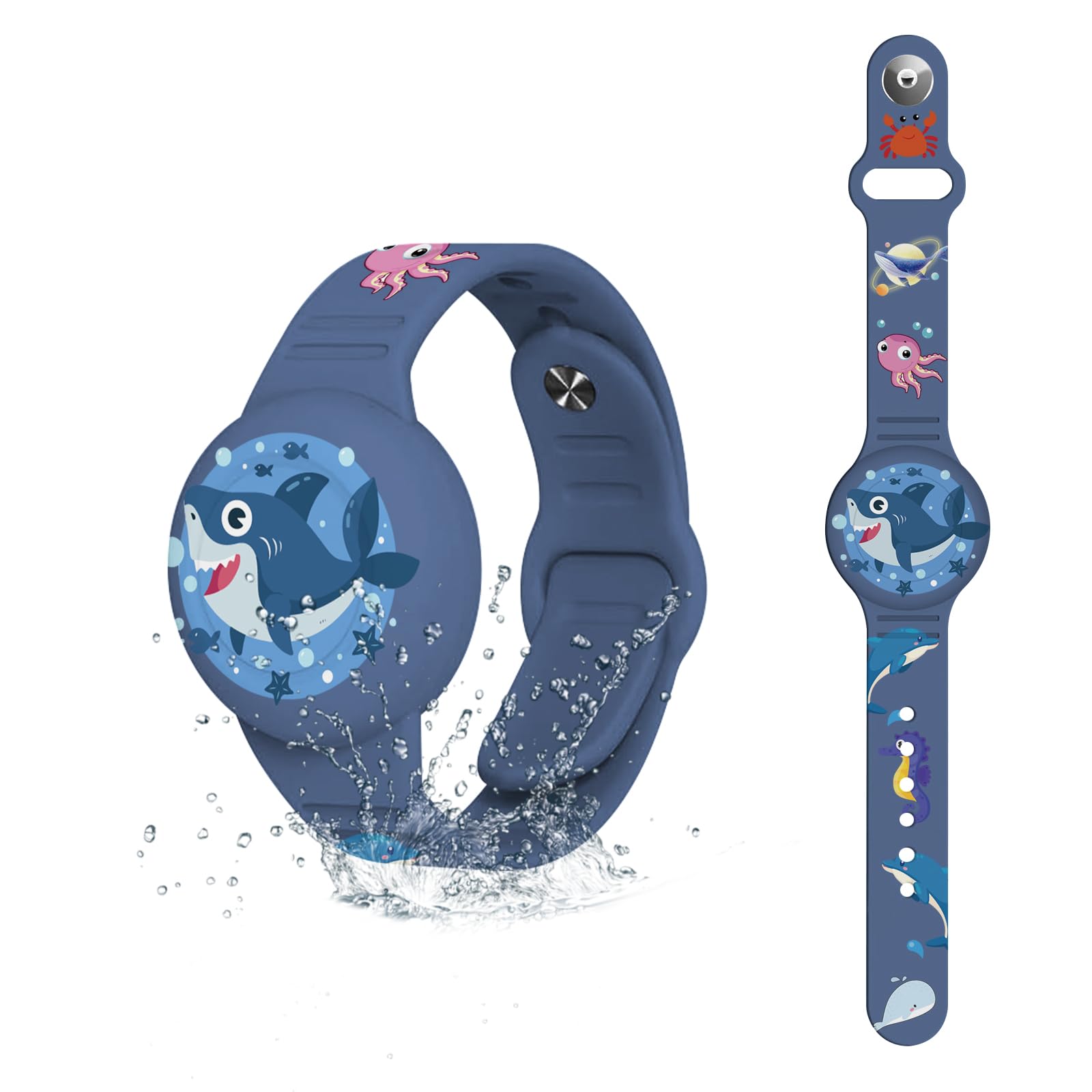 Aircawin for Waterproof Airtag Bracelet Kids,2 Packs Silicone Hidden for Airtag Wristband,Anti-Lost for Airtag Holder Case Toddler,for Airtag Case Cover Watch Band GPS Tracker for Child-Black+Blue — view 21