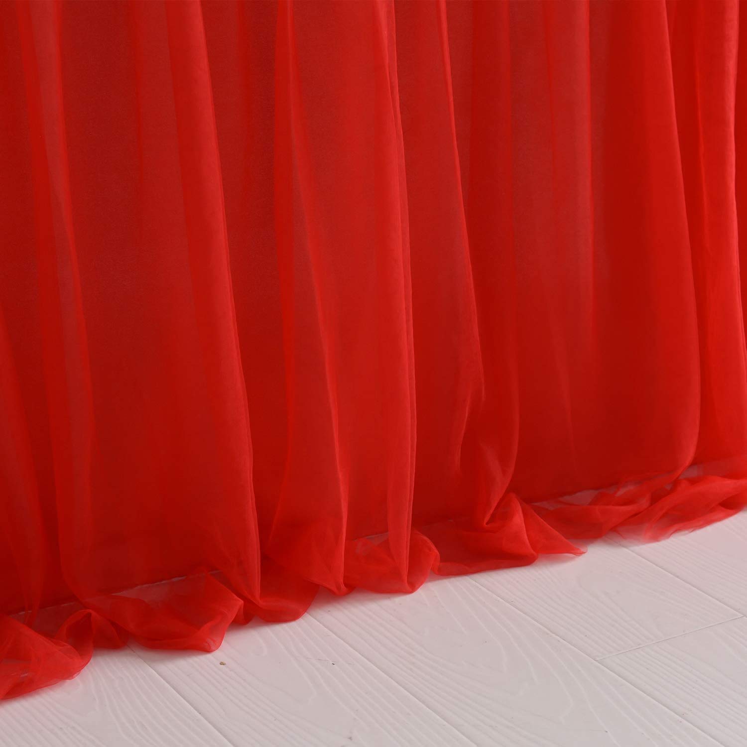 HBBMAGIC Rosso Gonna da Tavolo in Tulle Gonne da Tavolo tutù per Festa di Nozze Festa di Compleanno Decorazione Baby Shower, L183 × H76cm Gonne da Tavolo con Rifiniture Dorate
