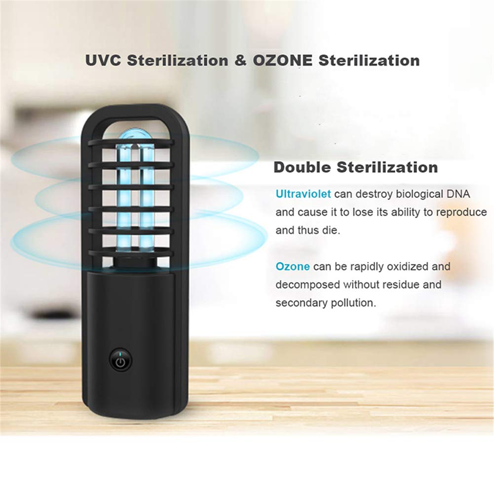 Lámpara UV, UVC ozono esterilizador luz ultravioleta de cuarzo de iluminación LED inicio Mejora de Cuidados en el hogar Iluminación de interior,Negro