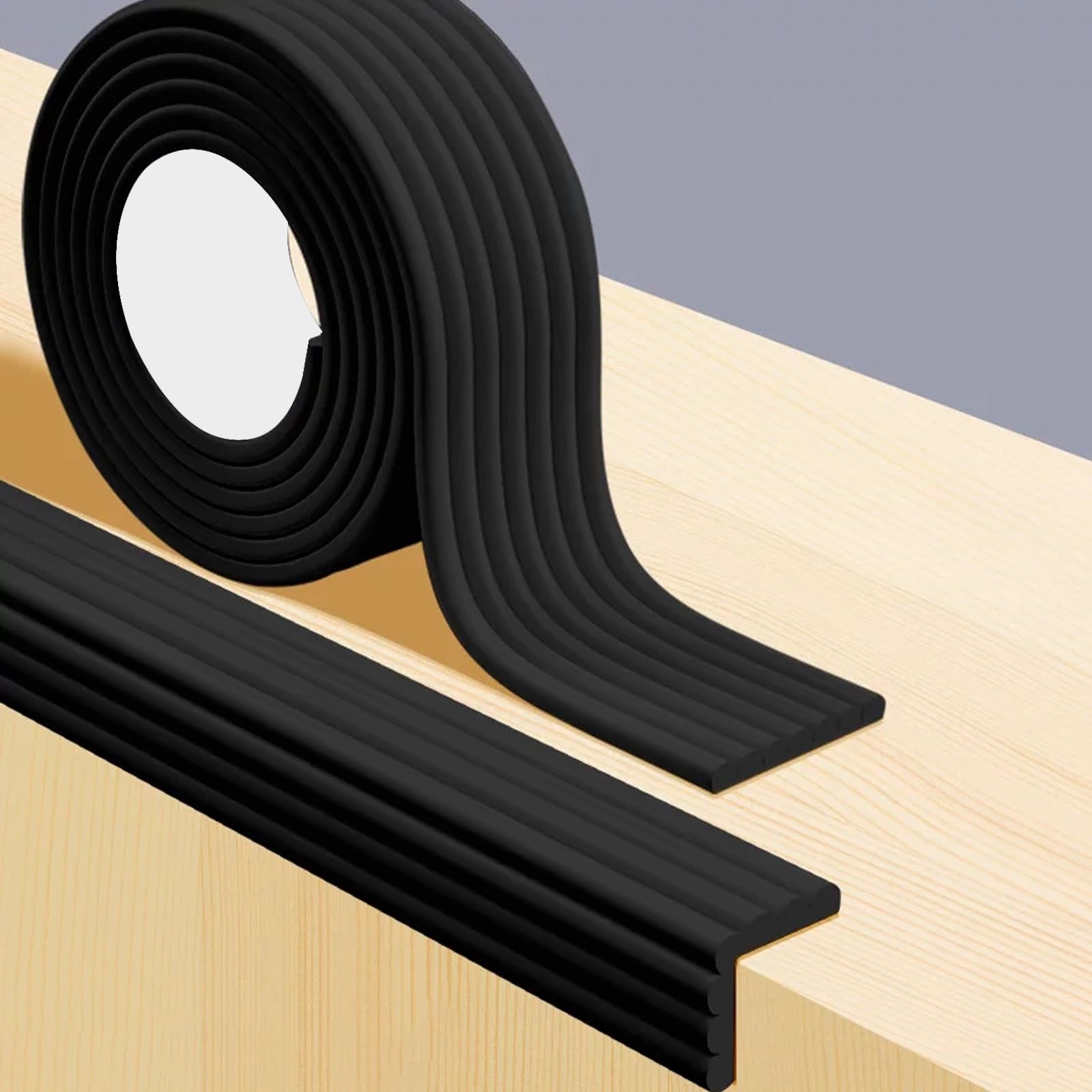 Paraspigoli a Forma di W, in Materiale NBR, Spesse e Morbide, Larghezza 8 Cm, Inodore, para Spigoli per Mobili Tavoli e Mobili(Black,20m)