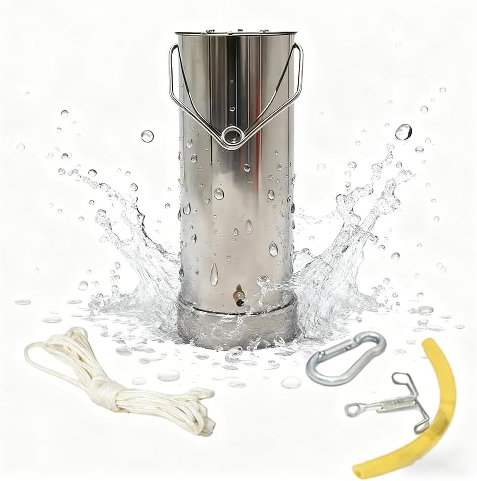 Water Sample Dipper Swing Sampler 304 Stainless Steel Adjustable Water Quality Sewage Sampler Sampling Bucket Collector River Lake Liquid Sample Dipper,0.5L