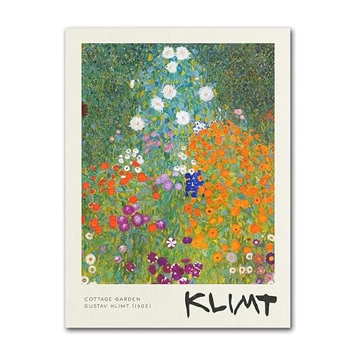グスタフ・クリムト展ポスターヴィンテージ風景壁アートグスタフ・クリムトキャンバス絵画と版画北欧ホームデコレーション絵画50x70cmフレームなし