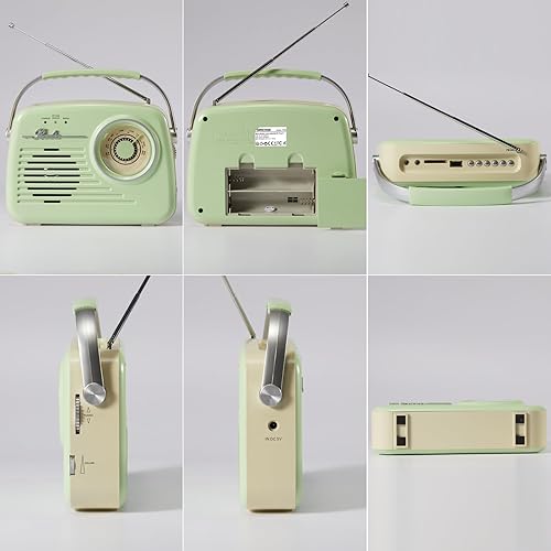 Miniatura 8 de Radios pequeñas portátiles AM FM, radio de transistor vintage con Bluetooth, funciona con pilas y enchufable, radio retro de pared para el