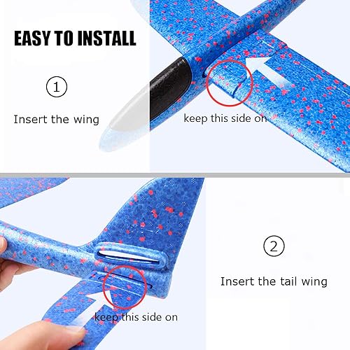 Miniatura 8 de BooTaa Paquete de 6 juguetes de avión, avión de espuma grande de 17.5 pulgadas, 2 planeadores de espuma de modo de vuelo, regalos de cumpleaños