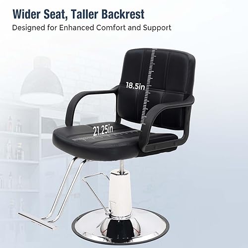 Miniatura 3 de Tatub Sillas de peluquería de 360 para peluquería, silla giratoria de alta resistencia con bomba hidráulica con altura ajustable, equipo de salón