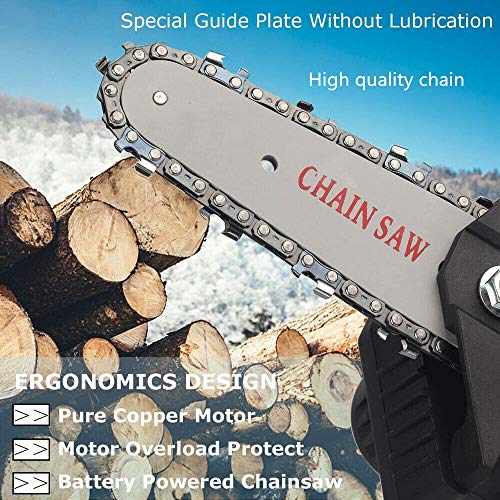 Jemyda Mini Chainsaw, Power Chain Saws 4 Inch for Wood Cutting and Gardening, Handheld Chainsaw, Rechargeable Electric Chainsaw Cordless, Pruning Shears Battery Chainsaw with Brushless Motor