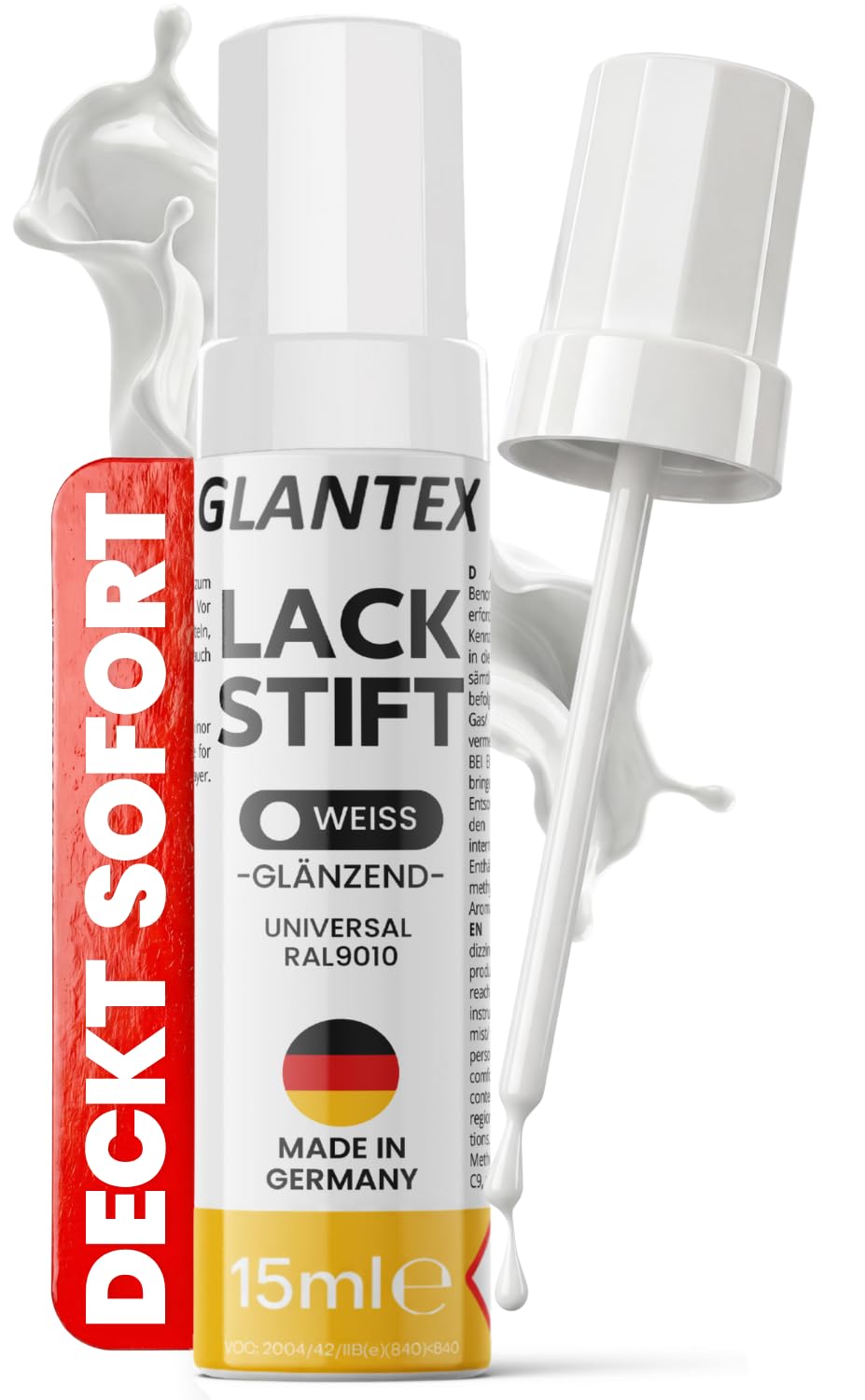 Lackstift Weiß Glänzend RAL 9010 15ml für Heizkörper, Lackstift für Auto