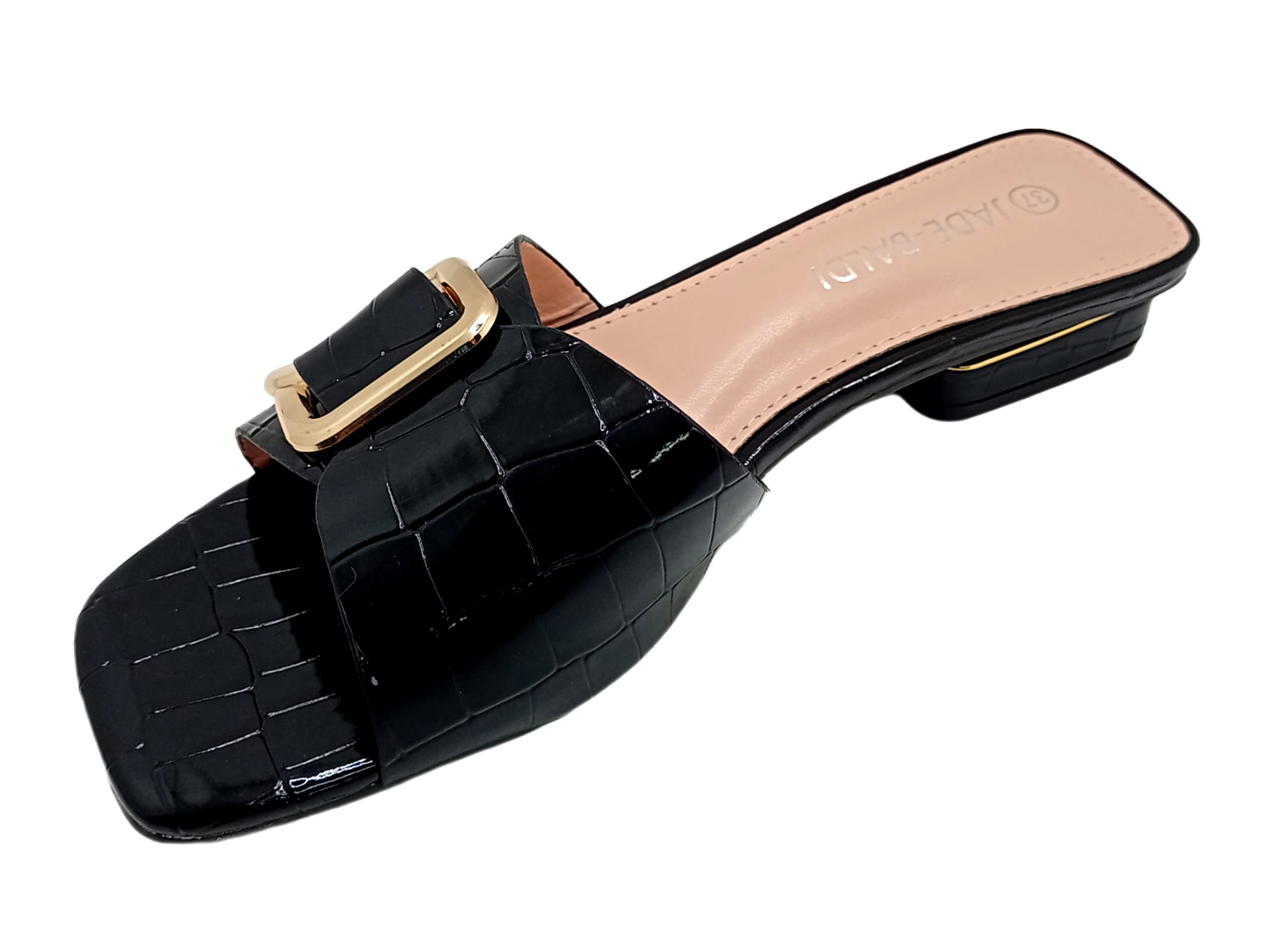 JADE-BALDI Women Flat Sandals With Golden Buckle Comfortable And Light Weight
