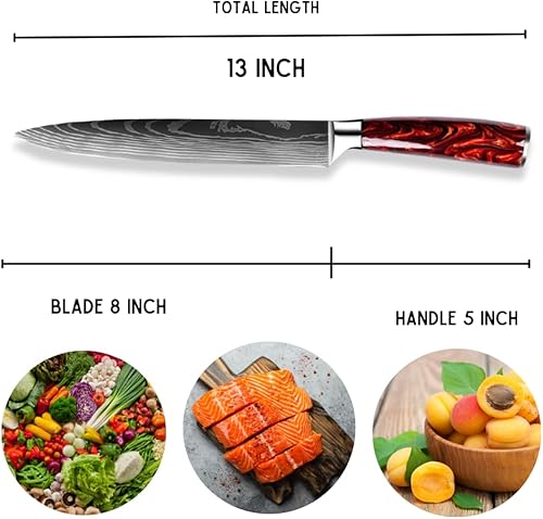 Miniatura 7 de SHOKUNIN USA Cuchillo de chef profesional súper afilado con reposamanos para los dedos, cuchillos de chef de 7 pulgadas, acero inoxidable de alto