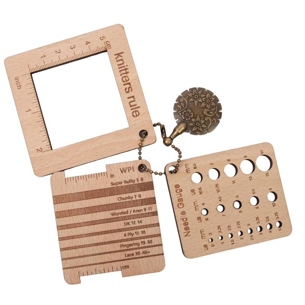 Udsknv[Ksl As Shown Knitting Knitter Ruler With Threader Cutter Knitting Rulers Gauge Knitting Calculator Diy Weaving Measuring Tools