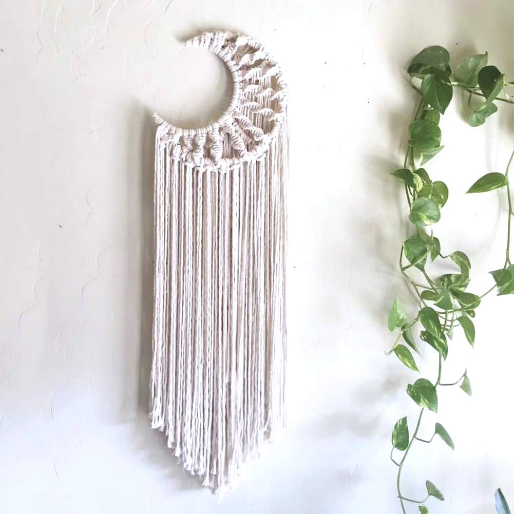 Cornice acchiappasogni a forma di luna da 50-200mm per acchiappasogni fatti a mano che fa decorazione da parete anello a cerchio in metallo Macrame Moon Hoop  15