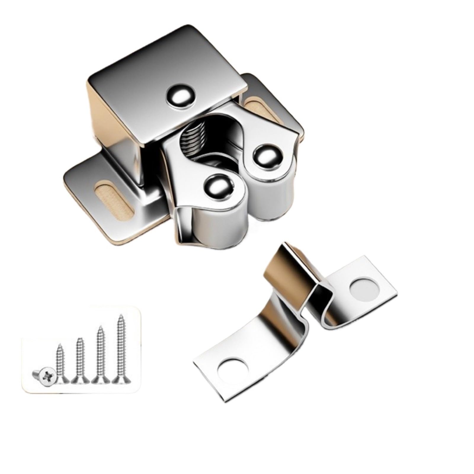 Double Roller Catch 30sets Double Roller Strong Hold Cupboard Cabinet Door Catches with Screws Catch Latch for Home Furniture(Silver)