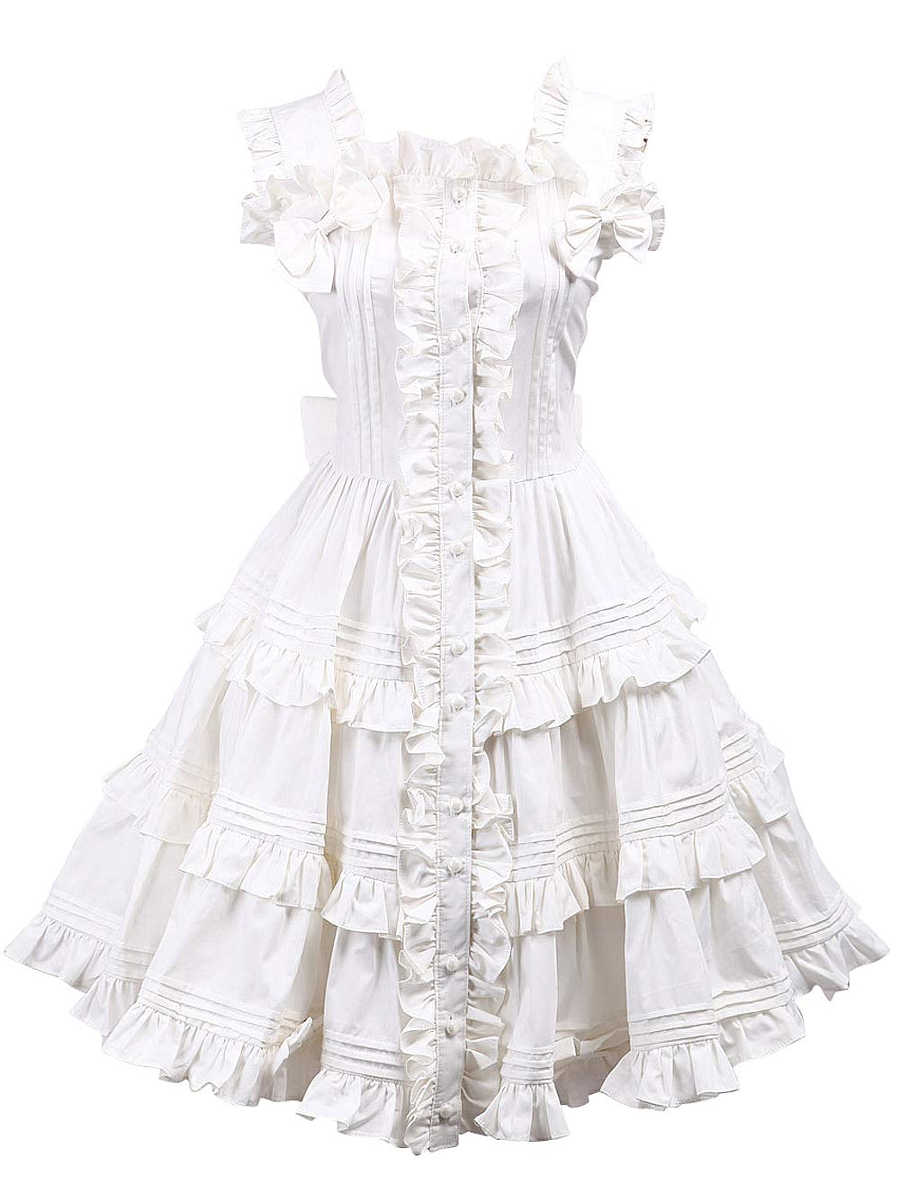 Antaina White Cotton Ruffle Bows Lace Retro Sweet Victorian Lolita Cosplay Dress product thumbnail 2