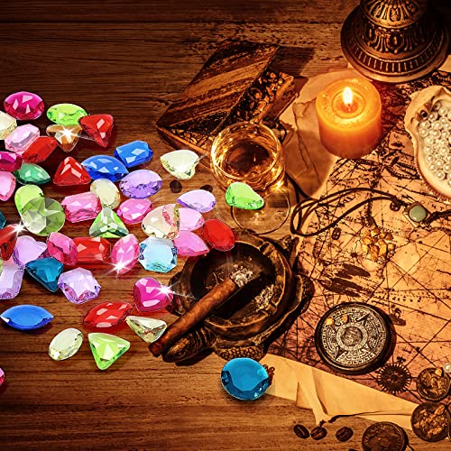 Yolev 100 Stück Diamant Edelstein Spielzeug Acryl Farbedelstein Set für Kinder Piraten-Schatzsuche Osterei Dekorationen für kinder