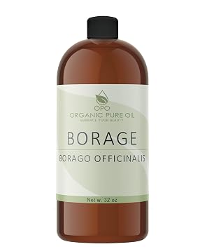 OPO Borage Seed Oil - 32 أونصة - نقي غير مكرر غير معدل وراثيًا، GLA عالي، مرطب زيت ناقل طبيعي سائب للبشرة، أظافر الشعر، صابون الجسم DIY والمزيد - بوراجو فيرجن نباتي سائل