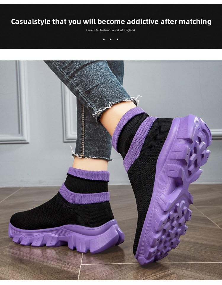 Breathable Knitted Casual Chunky Sock Sneakers for Men Lightweight Slip On Short Ankle Trainers with 2 Inch Height Increase for Daily Wear Street Style2