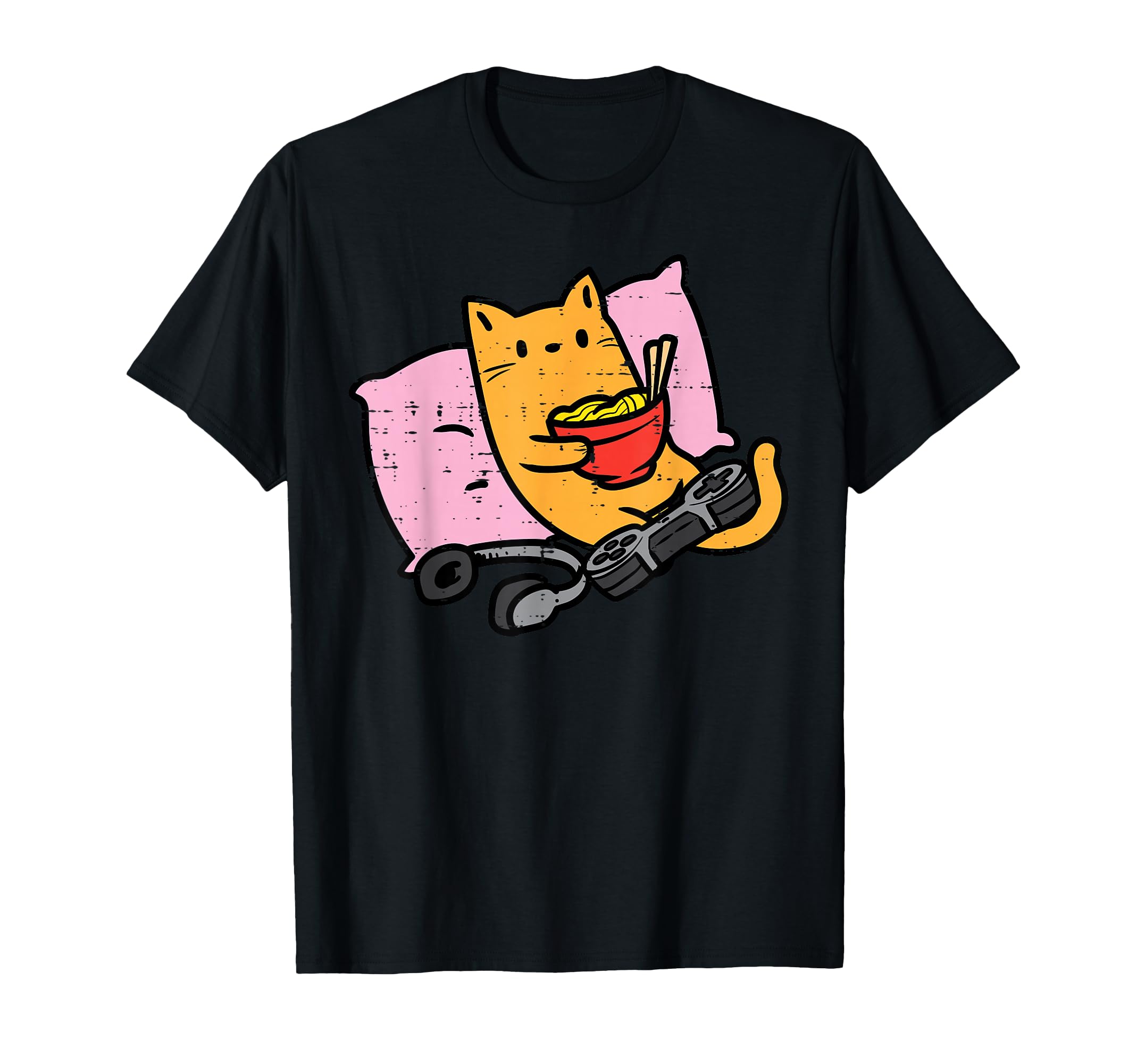 Gamer Cat Ramen Kawaii Gaming Japanese Women Girls Kids Teen T-Shirt