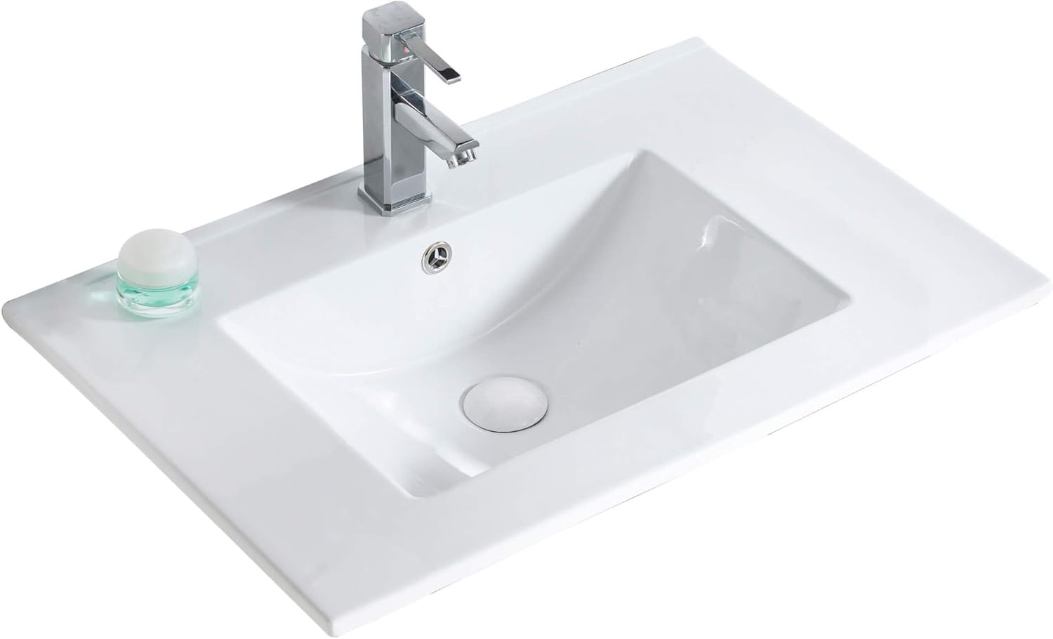 Frameport Standard Vanity Sink Replacement White High Gloss Vitreous China Material, Sink Only