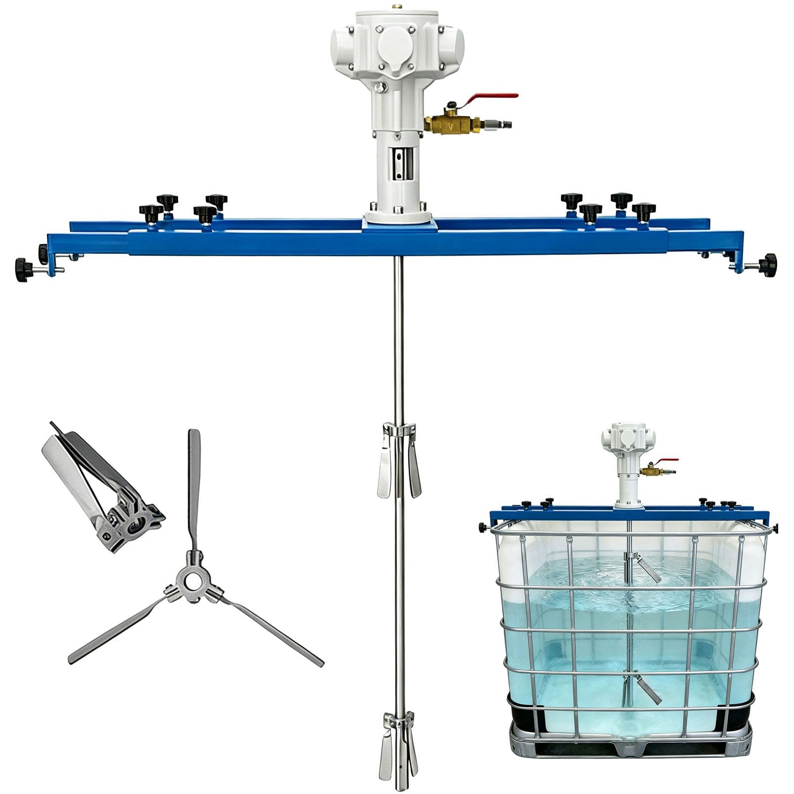 LXPINGMM IBC Air Agitator,Paint Mixer Stirring Tool,265 Gallon,304 Stainless Steel Material,Folding Blade,for IBC Tank Adhesive A-Small5Cylinder