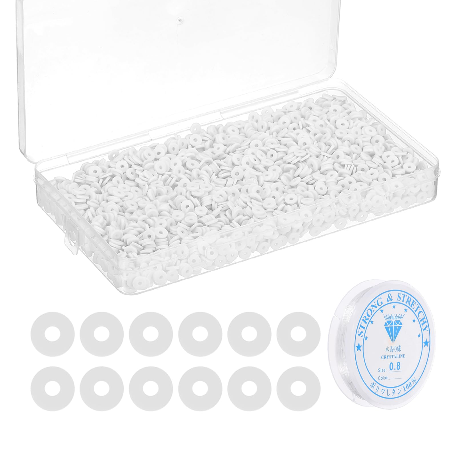 PATIKIL 4000 White 6mm Round Clay Beads Bracelet Making Kit