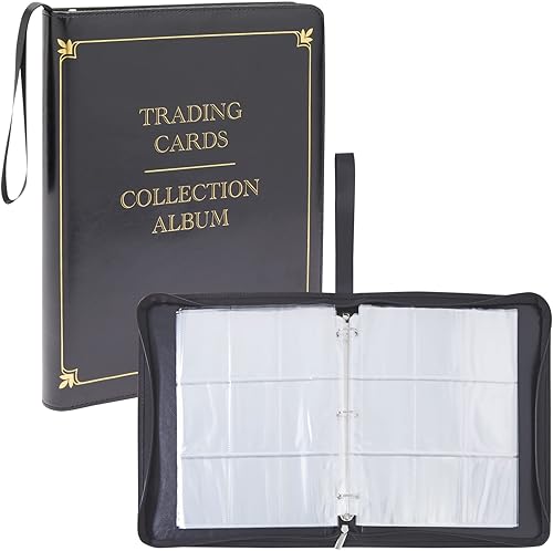 Miniatura 9 de Carpeta TCG de cuero con 9 bolsillos y 3 anillos para béisbol, juego comercial y tarjetas deportivas, 30 páginas, capacidad para 540 tarjetas (10.8