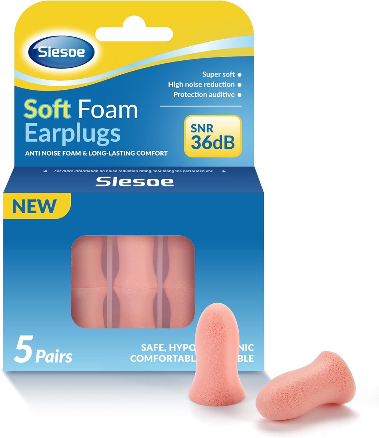 Ear Plugs for Sleep：MicroVent™ 36dB 5 Pairs - CloudSoft™ Adaptive Fit & SmartSeal™...
