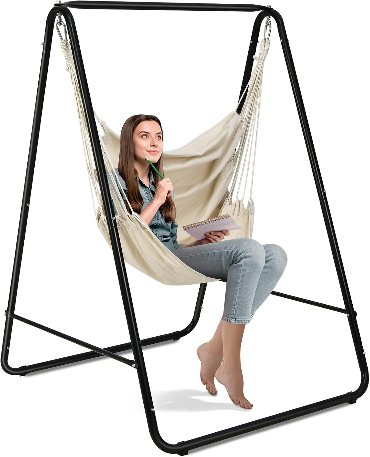 Giantex Hammock Chair with Stand, HeavyDuty PowderCoated Steel Stand