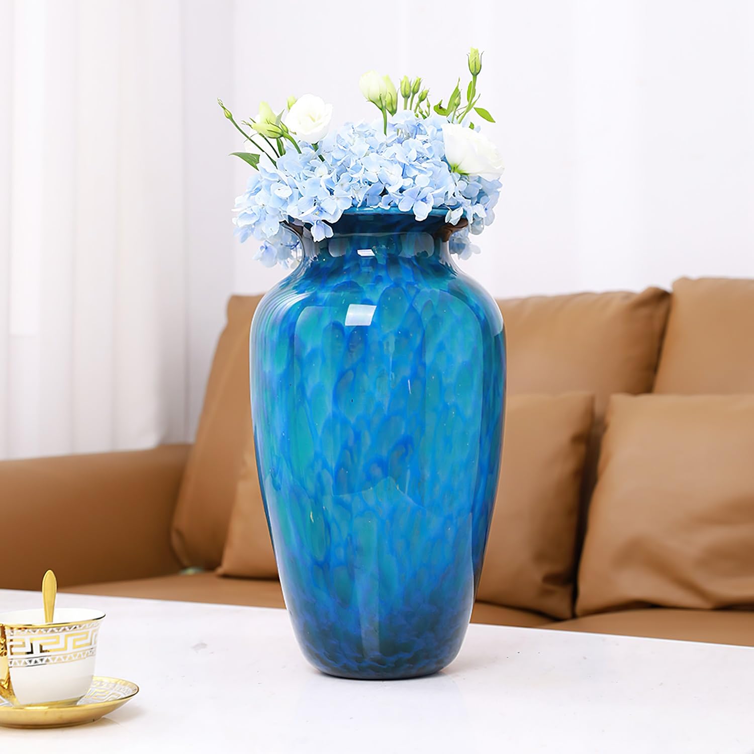 Amazon.co.jp: 花瓶 ガラスフラワーベース おしゃれ一輪挿し モダン青