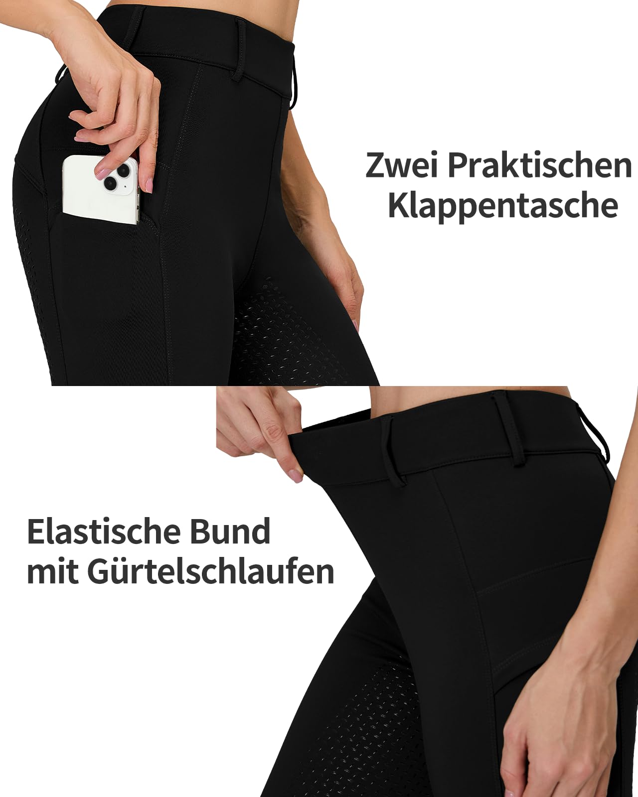 Damskie legginsy do jazdy konnej, pełne siedzisko, silikonowe, damskie rajstopy, spodnie jeździeckie z kieszeniami na telefon
