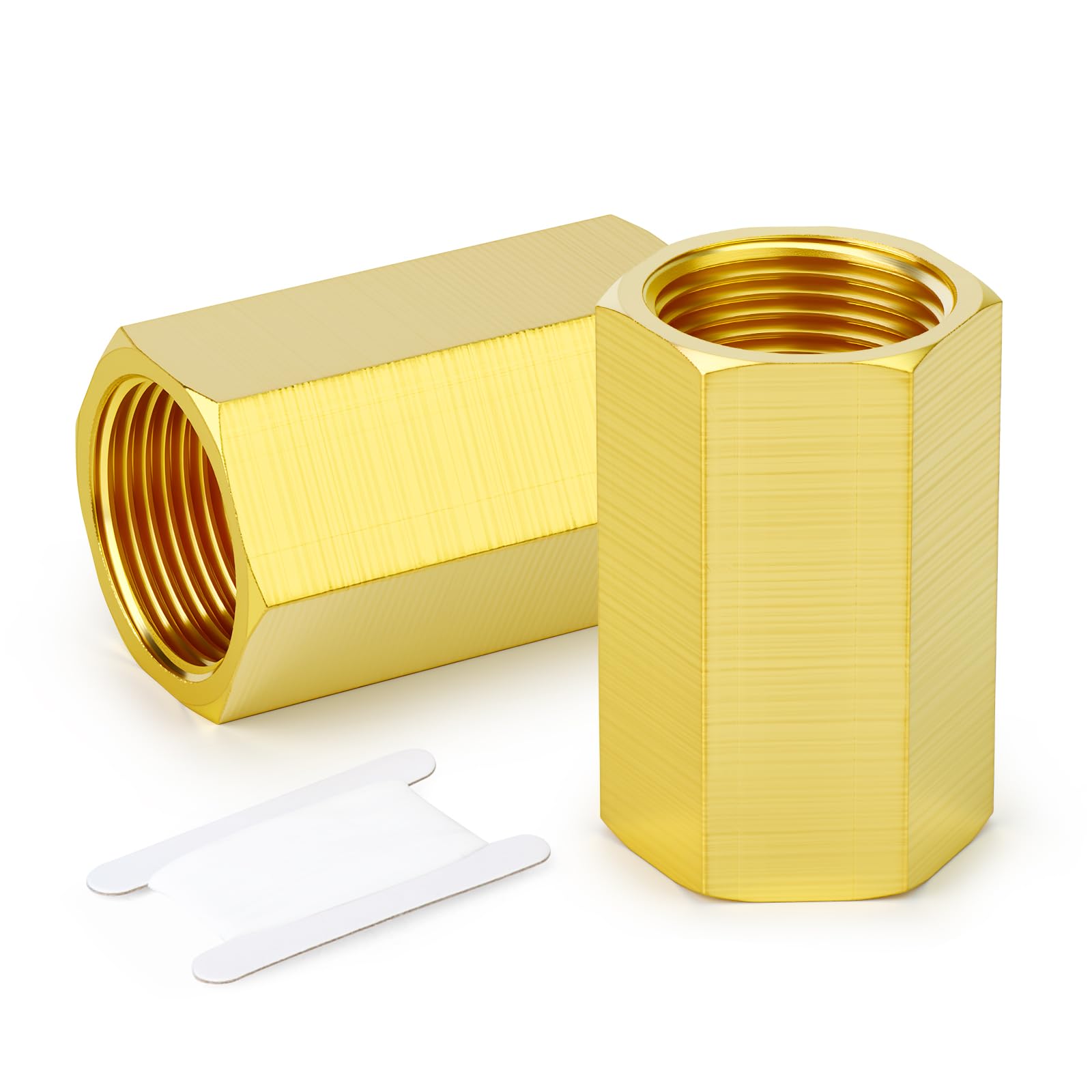 GASHER 2PCS 1/4" FNPT Brass Long Nipple 2" Length Pipe Fitting