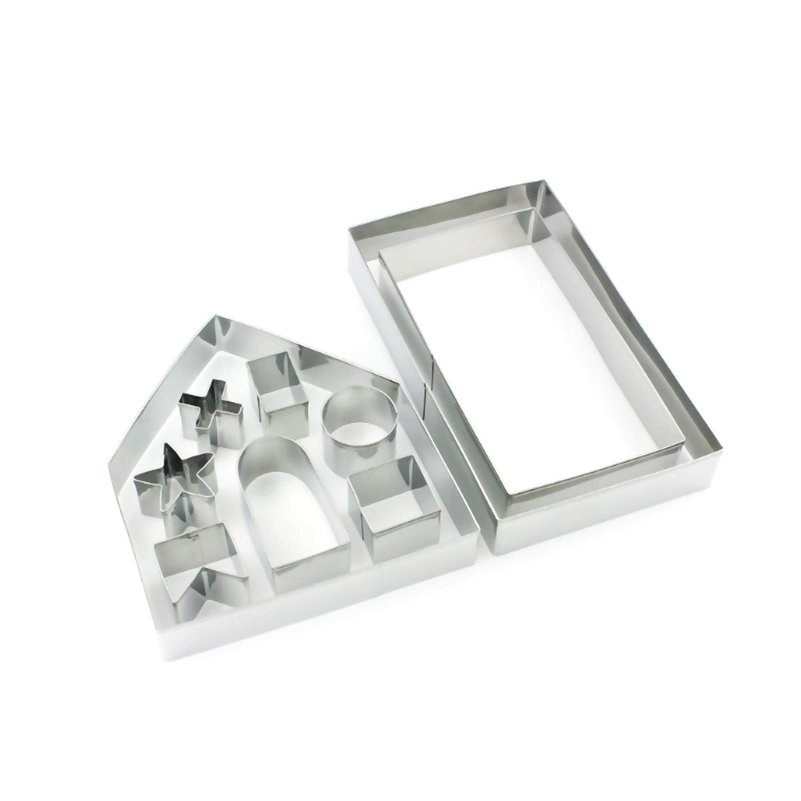 10pcs/set Cookie Cutters 3D Gingerbread House Stainess Steel Fondant Cake Mould Biscuit Mold Baking Tools 10pcs